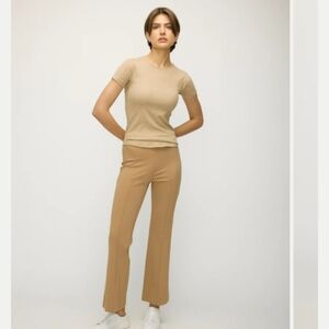 Kit and Ace Serenity Flared Pull On Seamed Front Pants Tan Size Small EUC